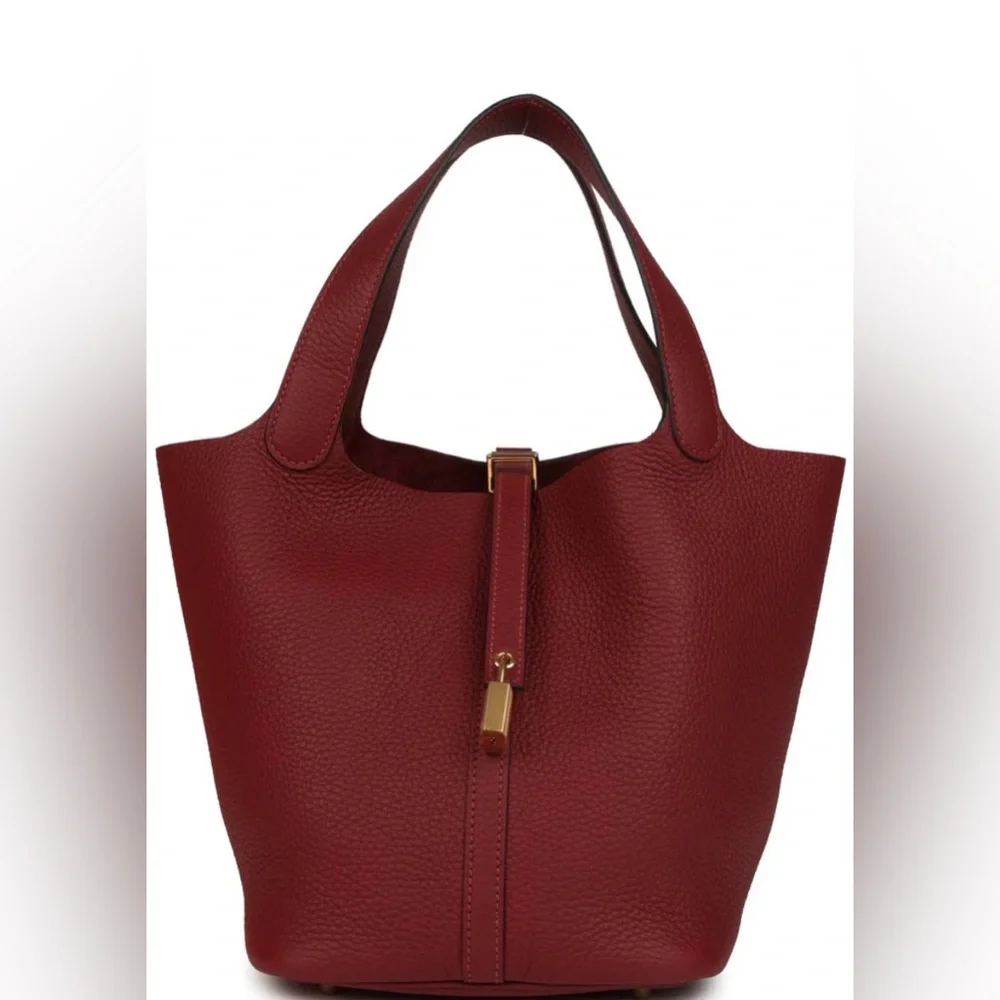 Rouge H Leather Picotin Lock 18 Bucket Bag - Picture 1 of 13